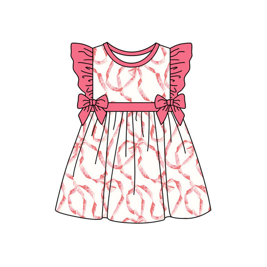 Preorder (moq 5)Baby Girls Pink Bows Knee Length Dresses