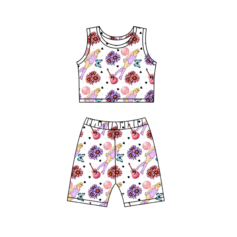 Baby Girls Summer Singer Flowers Top Biking Shorts Clothes Sets preorder (moq 5)