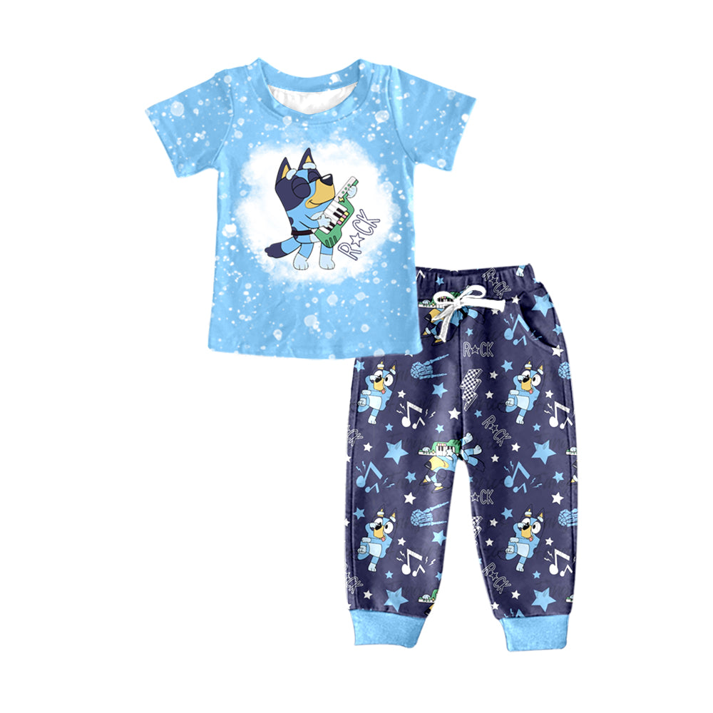 Baby Boys Dog Shirt Sleeve Shirt Top Pants Clothes Sets Preorder(moq 5)