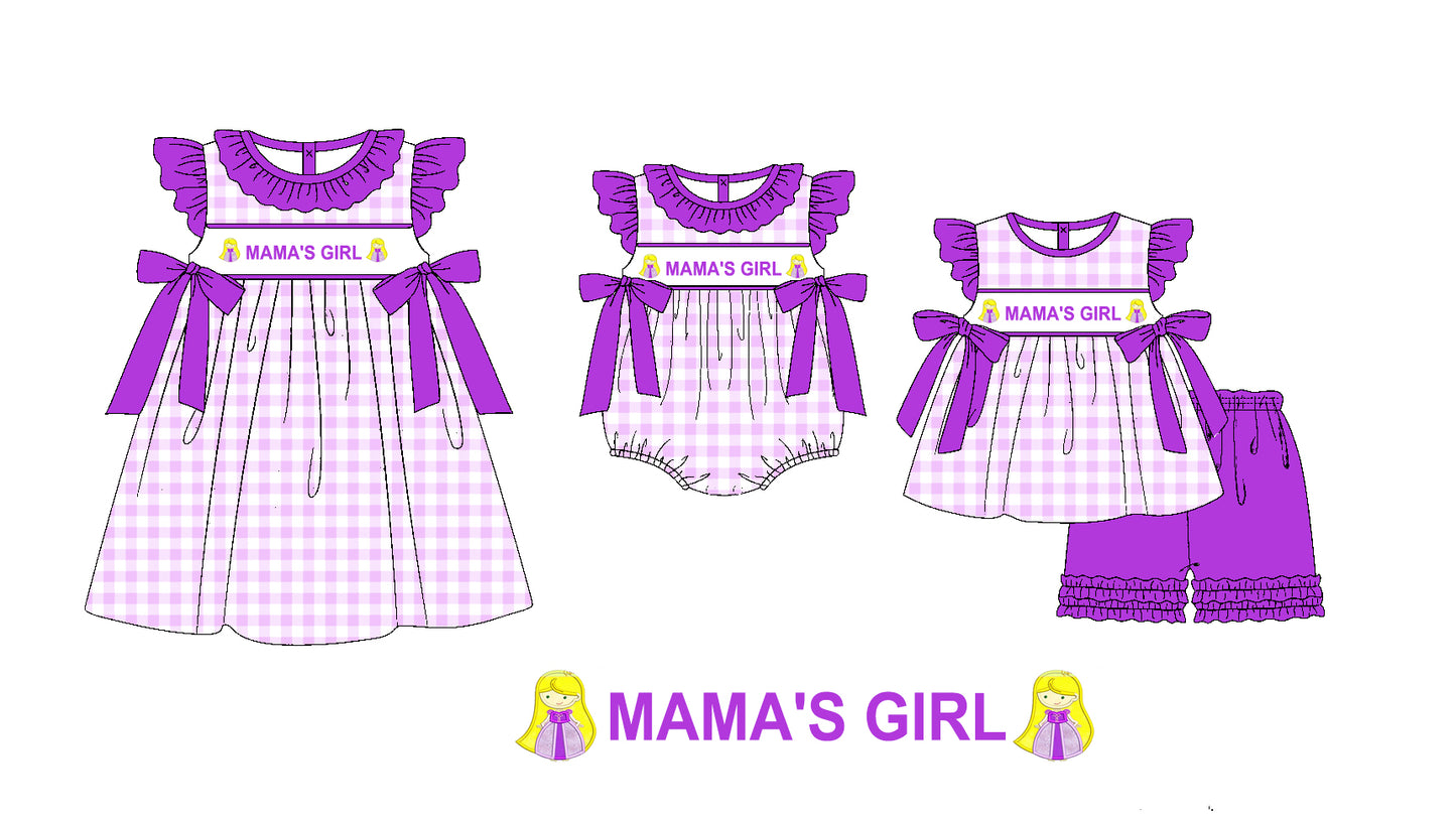 Preorder(moq 5 each)Sibling Baby Girls Mama's Girl Princess 7 Bows Romper Dress Shorts Sets