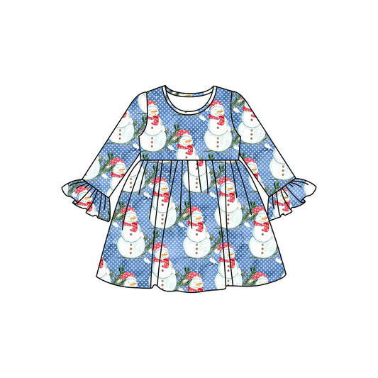 Baby Girls Christmas Snowman Knee Length Dresses preorder(MOQ 5)