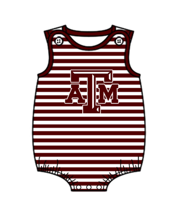 Preorder (moq 5)Baby Boys Red Stripe ATM Team Rompers