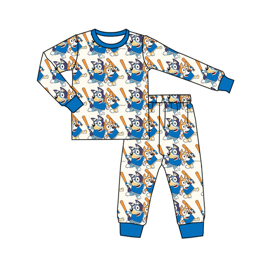 Baby Boys Baseball Dogs Shirt Top Pants Pajamas Clothes Sets Preorder(moq 5)