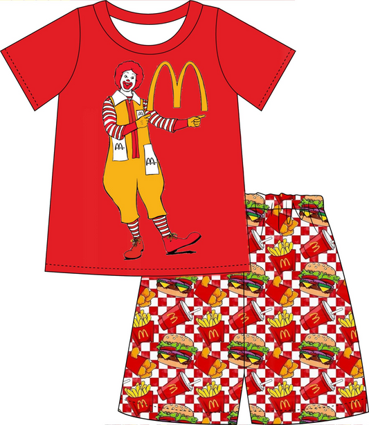 Baby Boys Hamburger Shirt Shorts Summer Clothes Sets preorder (moq 5)