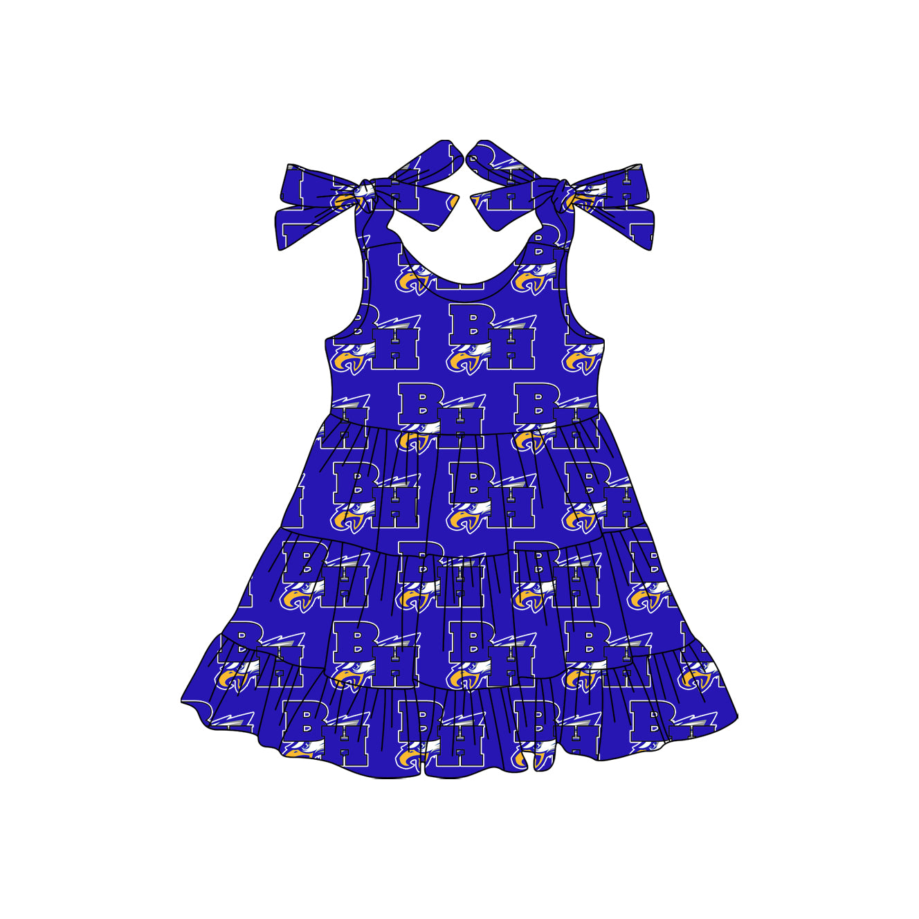 Preorder (moq 5)Baby Girls BH Eagles team Straps Knee Length Dresses