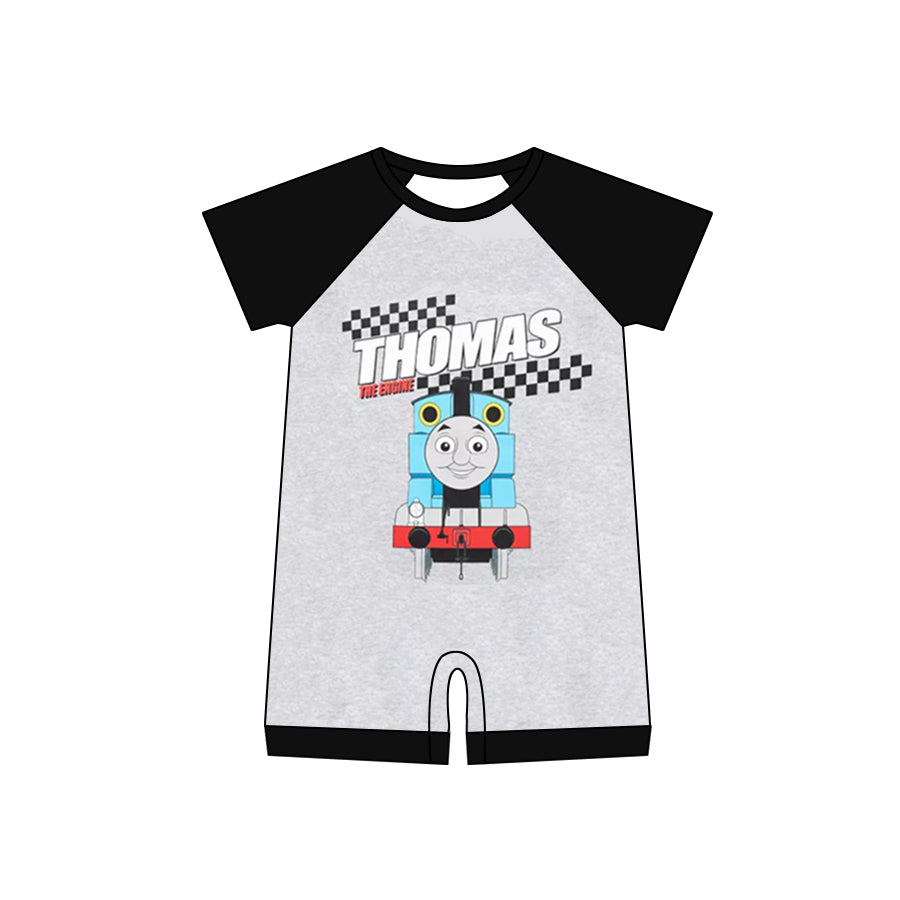 Baby Boys Train Cartoon Short Sleeve Rompers preorder(moq 5)