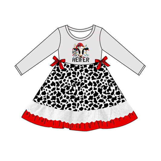 Baby Girls Western Christmas Heifer Knee Length Dresses preorder(MOQ 5)