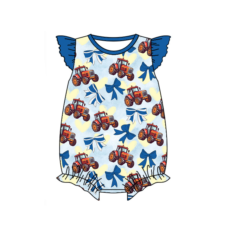 Preorder(moq 5)Baby Infant Girls Trucks Bows Rompers