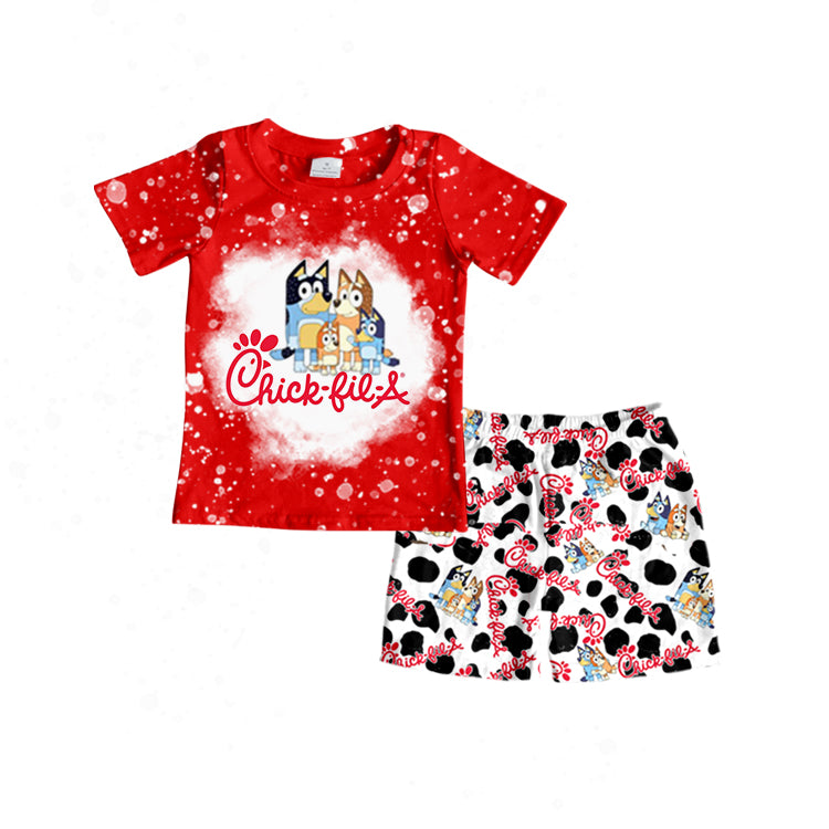 Baby Boys Dogs Red Chips Family Shirts Shorts Clothes Sets preorder(moq 5)