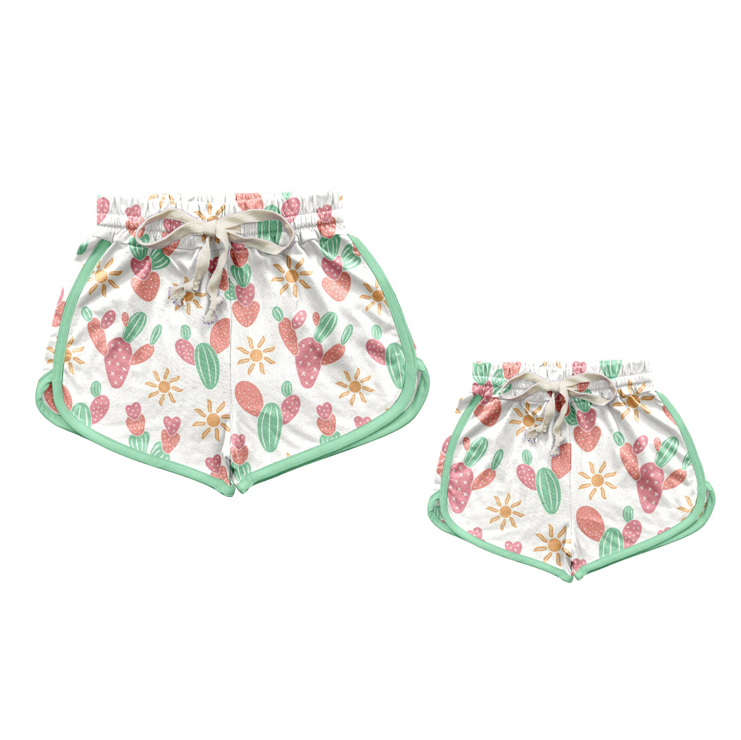 Preorder (moq 5 each) Mommy and Me Women Baby Girls Western Cactus Summer Shorts Bottoms