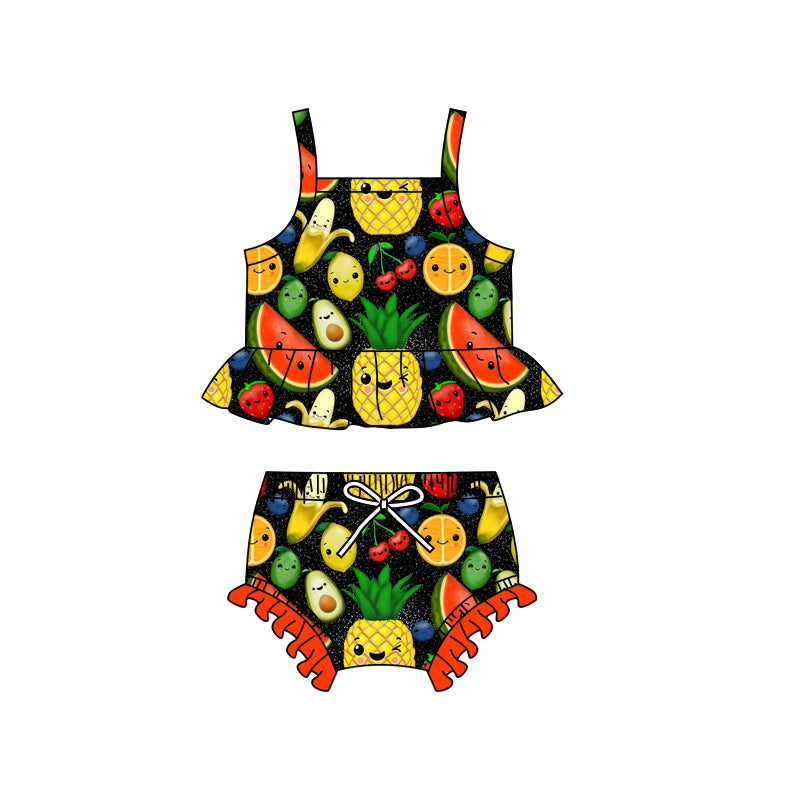 Preorder (moq 5)Baby Girls Fruits Straps Top Two Pieces Swimsuits