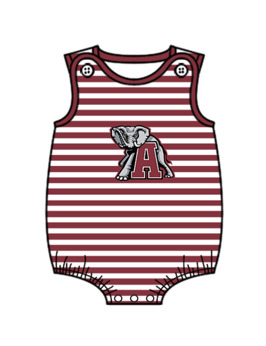 Preorder (moq 5)Baby Boys Red Stripe A Elephants Team Rompers