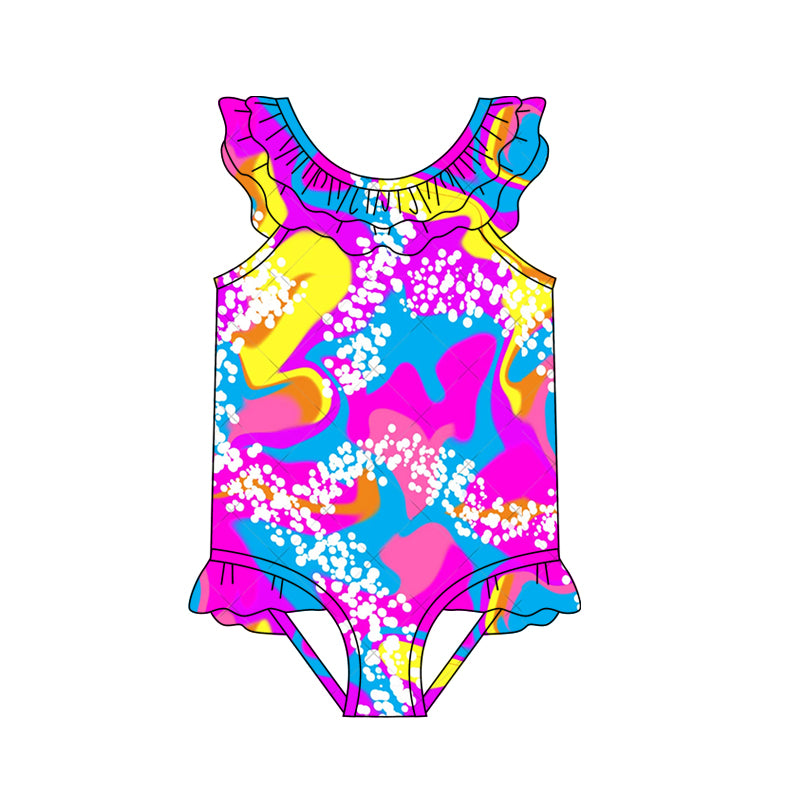 Baby Girls Beach Pink Tie Dye One Piece Swimsuits preorder(moq 5)