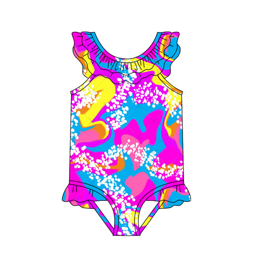 Baby Girls Beach Pink Tie Dye One Piece Swimsuits preorder(moq 5)