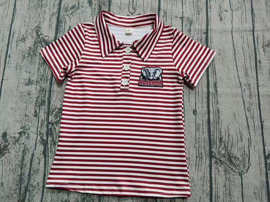 Preorder (moq 5)Baby Boys Red Stripe Short Sleeves Button Alabama Team Polo Shirts Top
