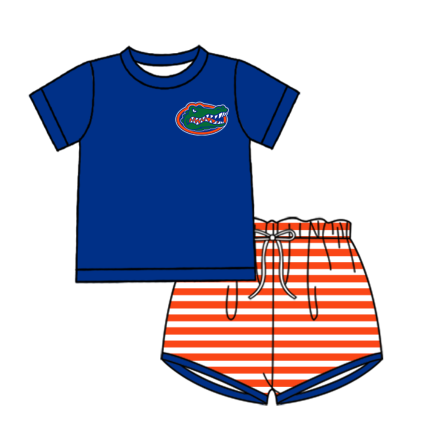 Preorder (moq 5)Baby Boys Florida Gators Top Stripe Shorts Team Clothes Set