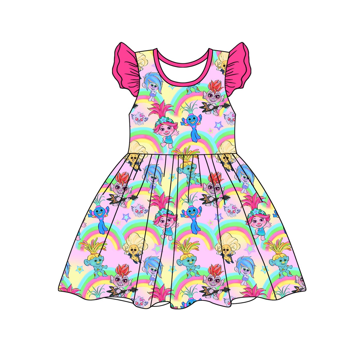 Preorder (moq 5)Baby Girls Hair Monster Pearl Knee Length Dresses