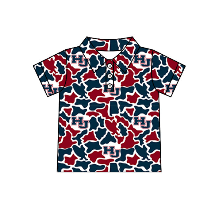 Preorder (moq 5)Baby Boys Short Sleeve Colorful Camo Team Button Polo Shirts Tops
