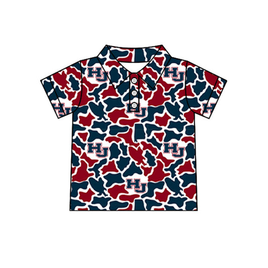 Preorder (moq 5)Baby Boys Short Sleeve Colorful Camo Team Button Polo Shirts Tops