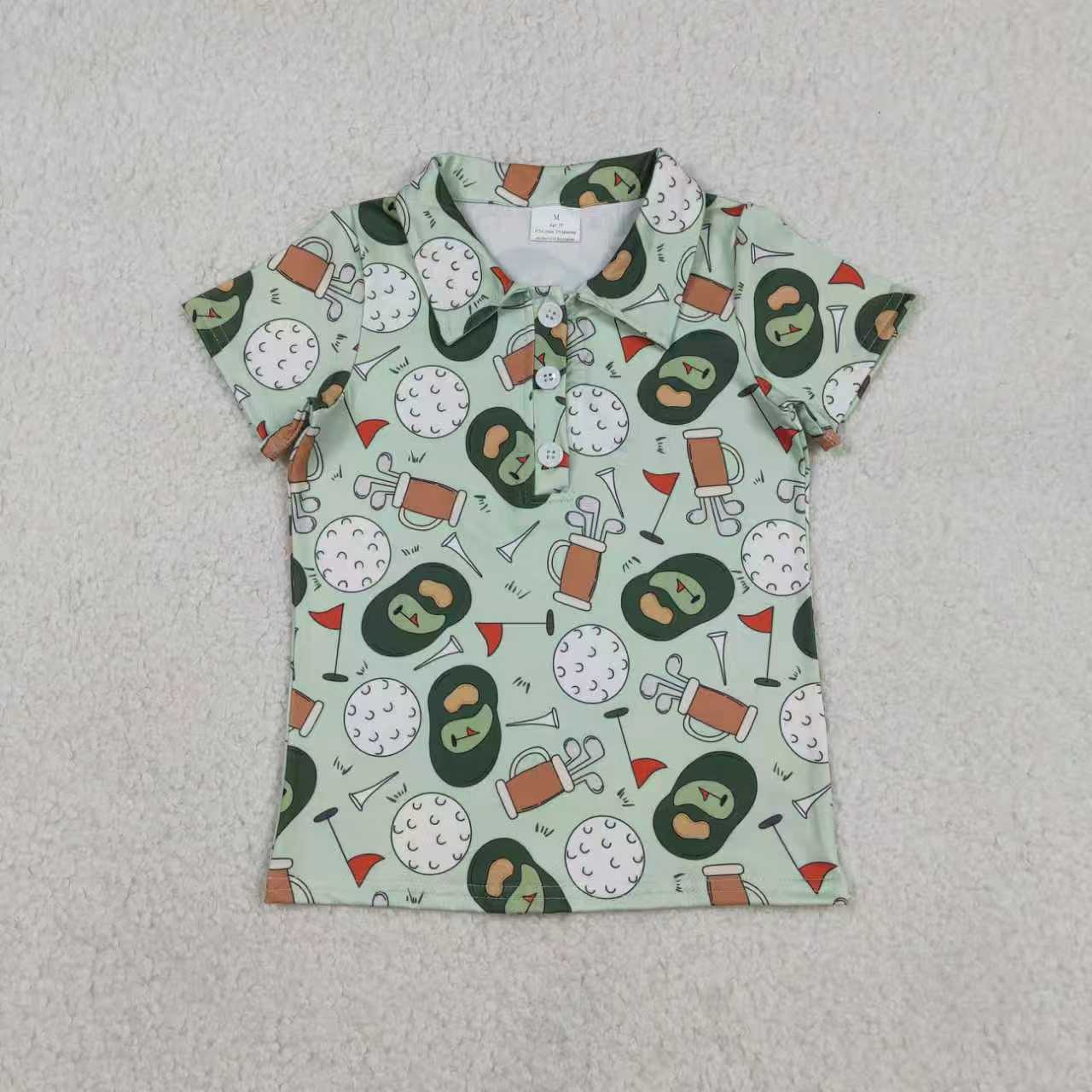 Sibling Baby Boys Golf Flags Button Polo Shirts Top