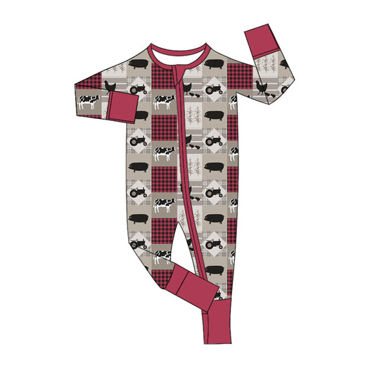 Baby Infant Boys Farm Animals Zip Rompers preorder(moq 5)