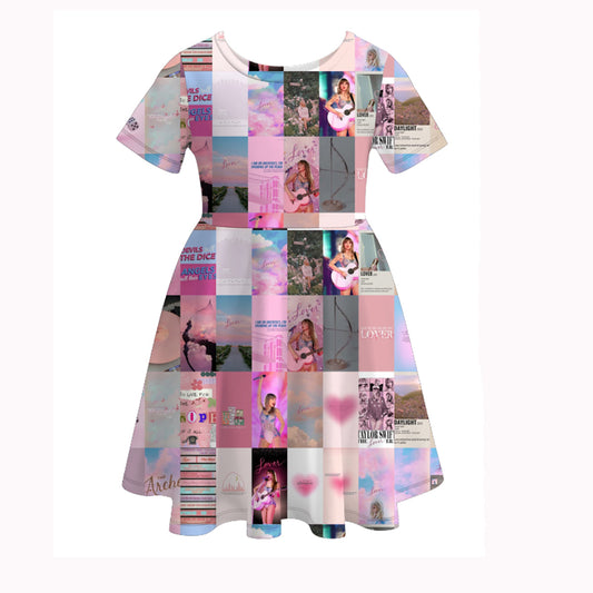 Baby Girls Pink Hearts Singer 1989 Knee Length Dresses Preorder(moq 5)