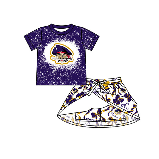 Preorder (moq 5)Baby Girls Pirates Top Bows Skorts Team Clothes Sets