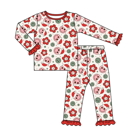 Baby Girls Christmas Smile Shirt Pants Pajamas Clothes Sets Preorder(moq 5)