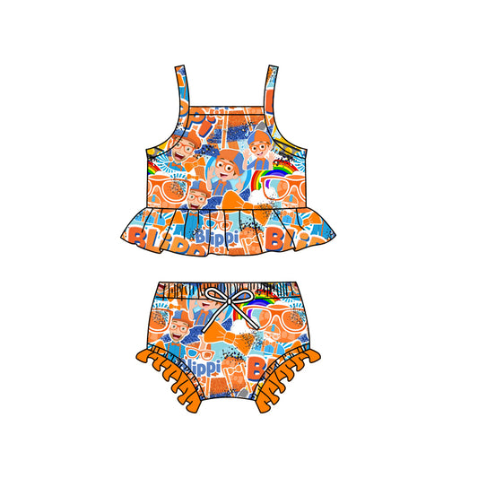 Preorder (moq 5)Baby Girls Teacher Bli Straps Top Two Pieces Swimsuits