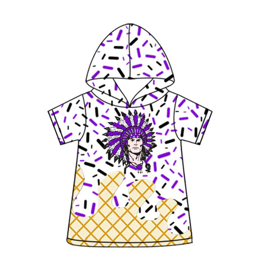 Preorder (moq 5)Baby Boys Indian Ice Cream Drips Purple Hooded Tops