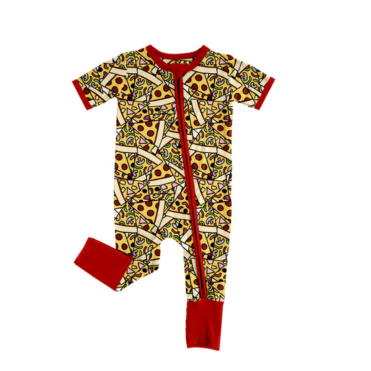 Baby Infant Kids Toddler Pizza Red Zip Short Sleeve Rompers preorder(moq 5)