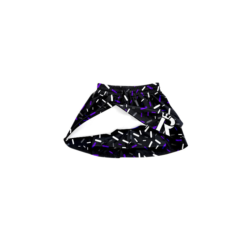 Preorder(moq 5) Baby Girls Black Sprinkles R Team Skort Shorts Bottoms