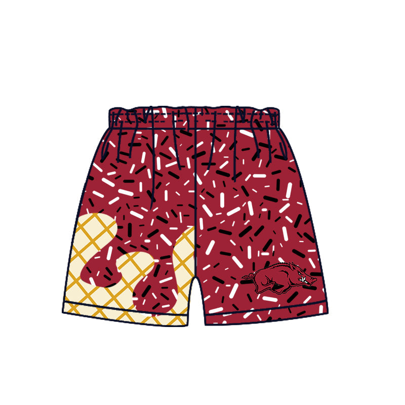 Preorder (moq 5)Baby Boys Drip Sprinkles Red Arkansas Team Shorts Bottom