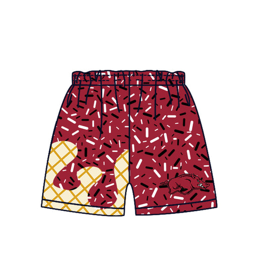Preorder (moq 5)Baby Boys Drip Sprinkles Red Arkansas Team Shorts Bottom