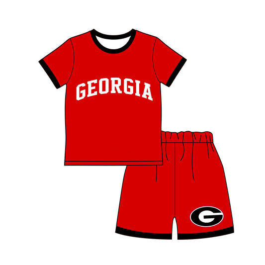 Preorder moq 5 Baby Boys Red Georgia Top Short Team Clothes Sets