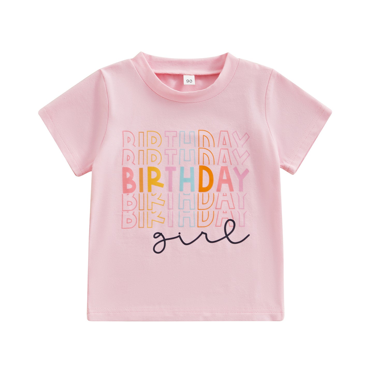 Baby Girls Birthday Girl Pink Short Sleeve Tee Tops Preorder(moq 5)