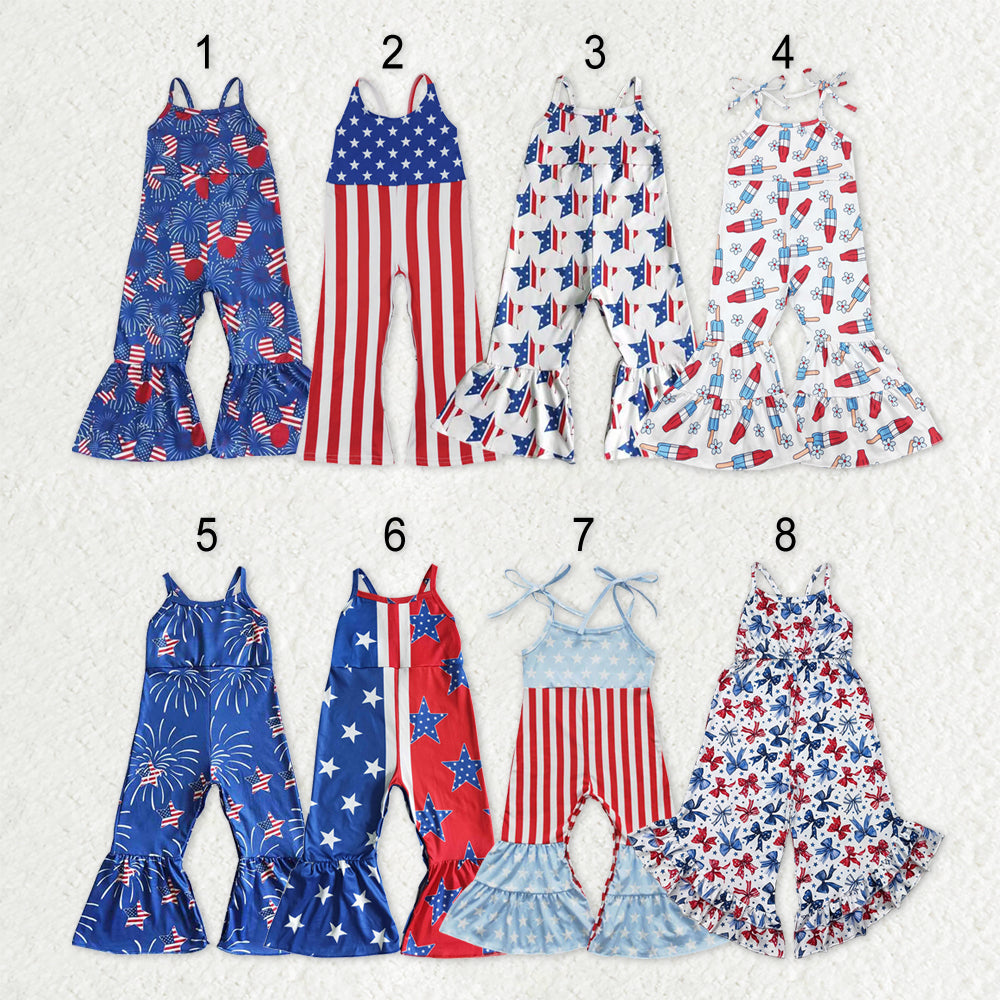 Sibling Baby Girls 4th Of July Summer Bell Bottoms Jumpsuits