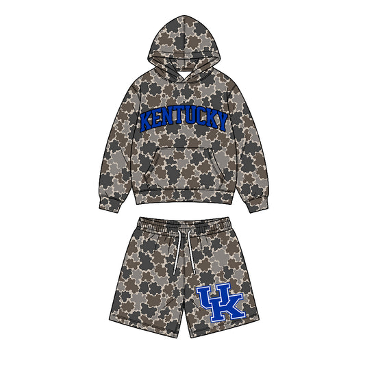 Preorder (moq 5) Baby Boys Kentucky Camo Pockets Hoodie Shorts Team Clothes Sets