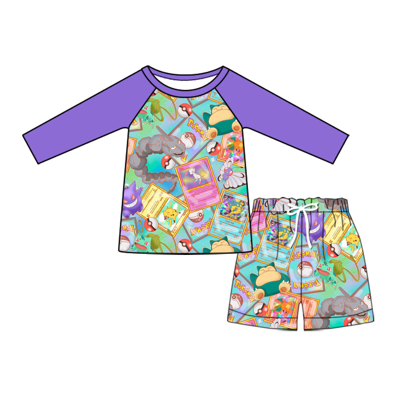 Preorder (moq 5)Baby Boys Cartoon Butterfly Long Sleeve Top Two Pieces Swimsuits