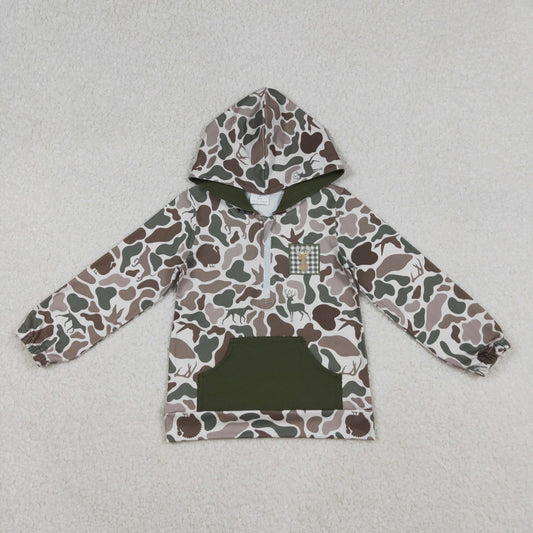 Embroidery Deer Baby Boys Dog Ducks Camo Pocket Zipper Hunting Hoodies