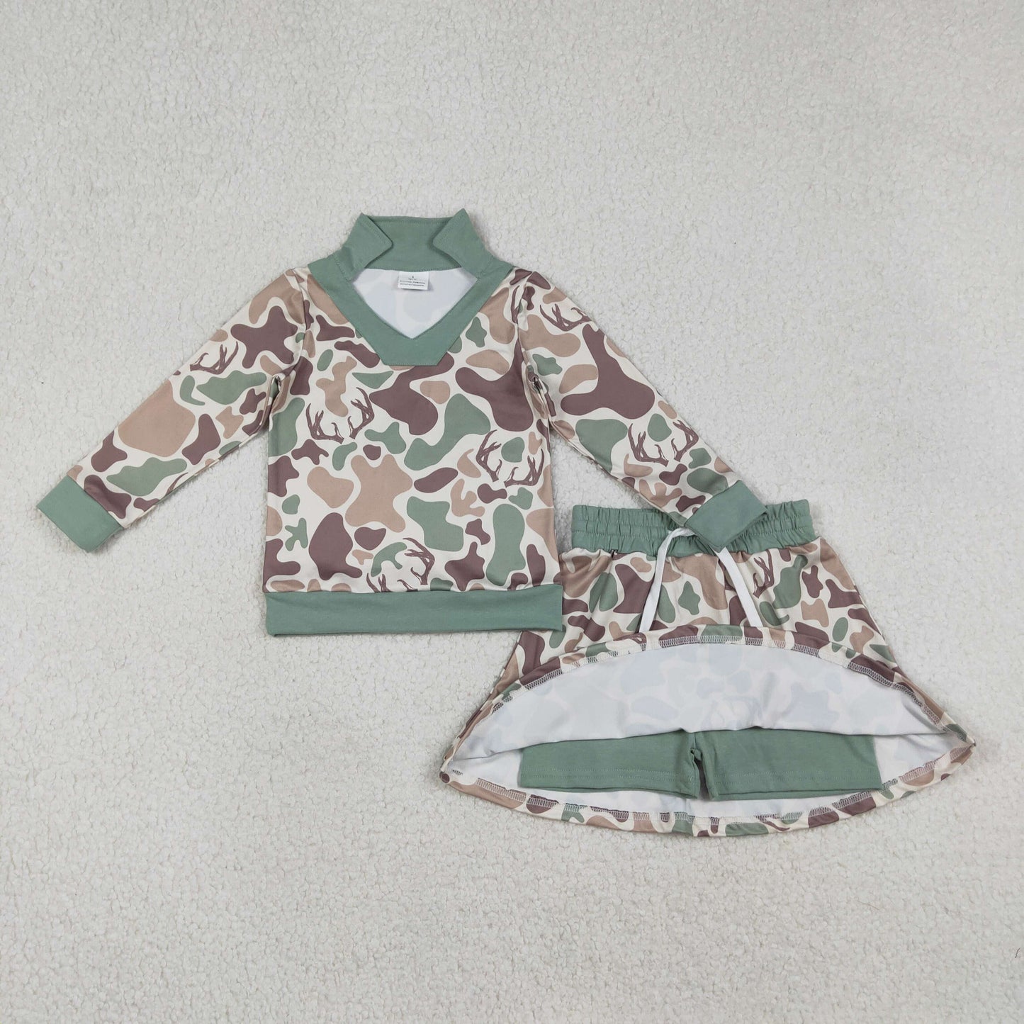 Baby Girls Southern Hunting Deer Camo Long Sleeve Top Skirts Shorts Clothes Sets