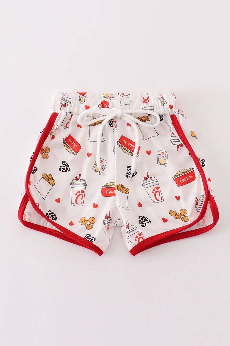 Preorder (moq 5)Baby Girls Chips Red Sports Bottoms Shorts