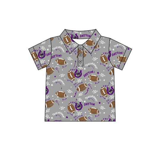 Preorder (moq 5)Baby Boys Short Sleeve Football Team Button Polo Shirts Tops