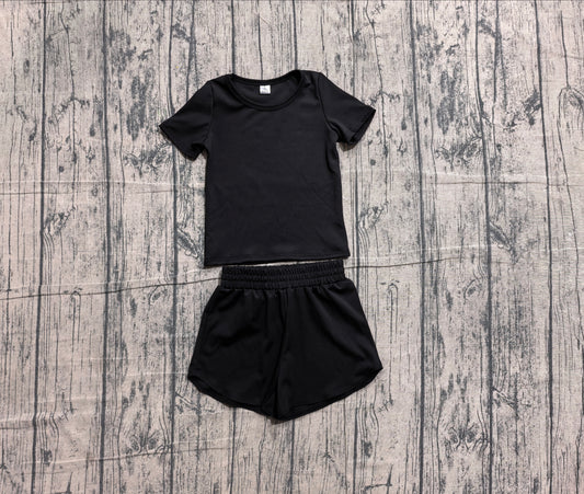 Baby Girls Black Short Sleeve Top Sport Short Yoga Active Clothes Sets Preorder