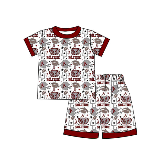 Baby Boys Elephant Rolltide Team Top Shorts Pajamas Clothes Sets Preorder(moq 5)