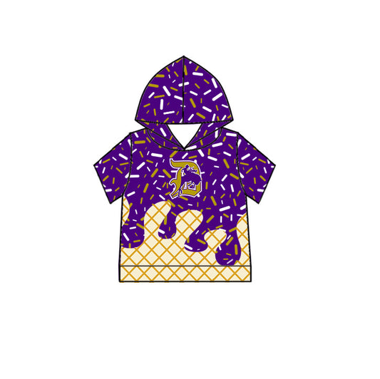 Preorder (moq 5)Baby Boys Purple Drip Sprinkles D'Hanis Team Short Sleeves Hoodies Top