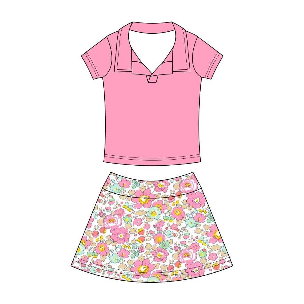 Preorder (moq 5)Baby Girls Button Pullovers Top Colorful Flowers Skirt Shorts Clothes Set