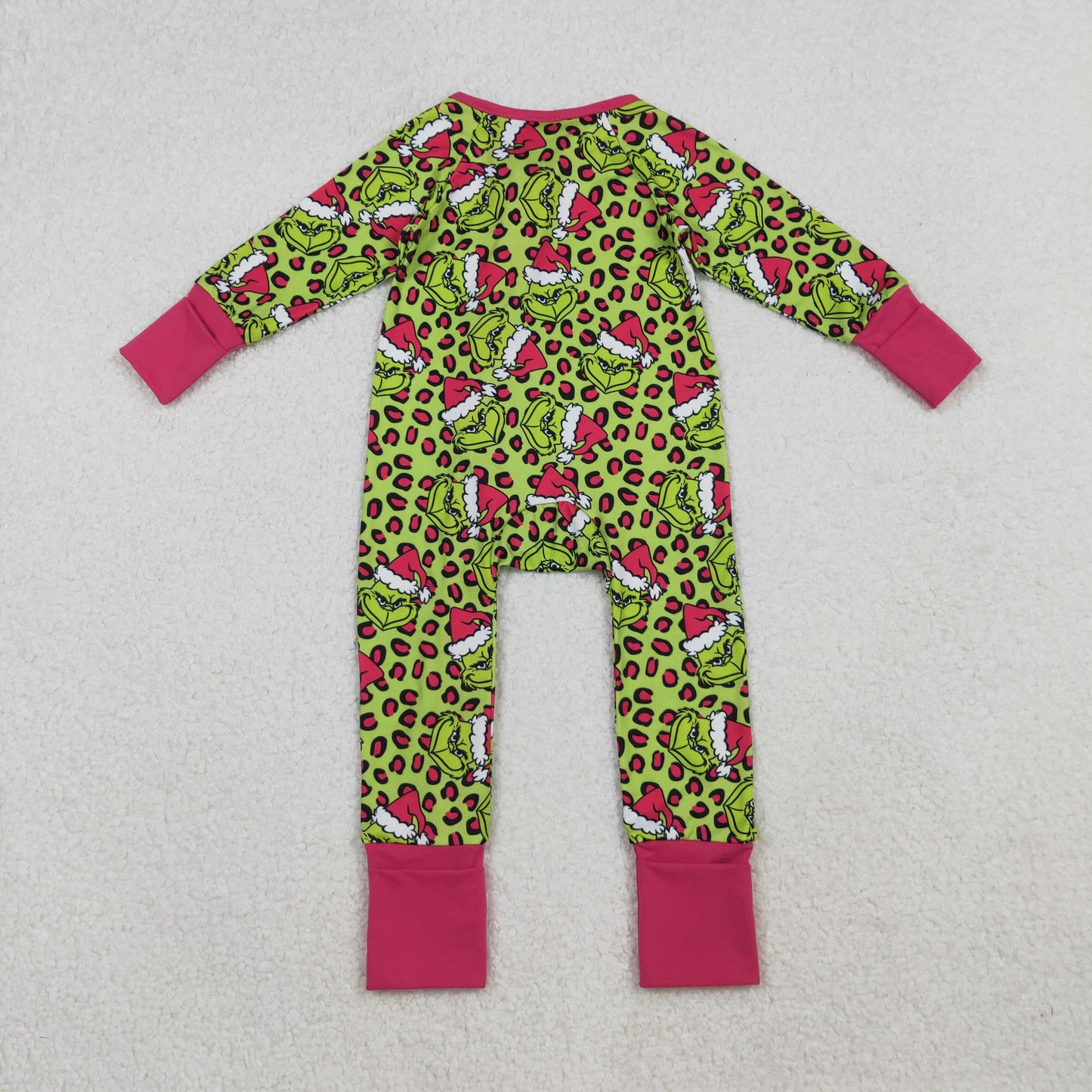 Baby Girls Leopard Hats Grin Christmas Ruffle Zipper Footie Rompers
