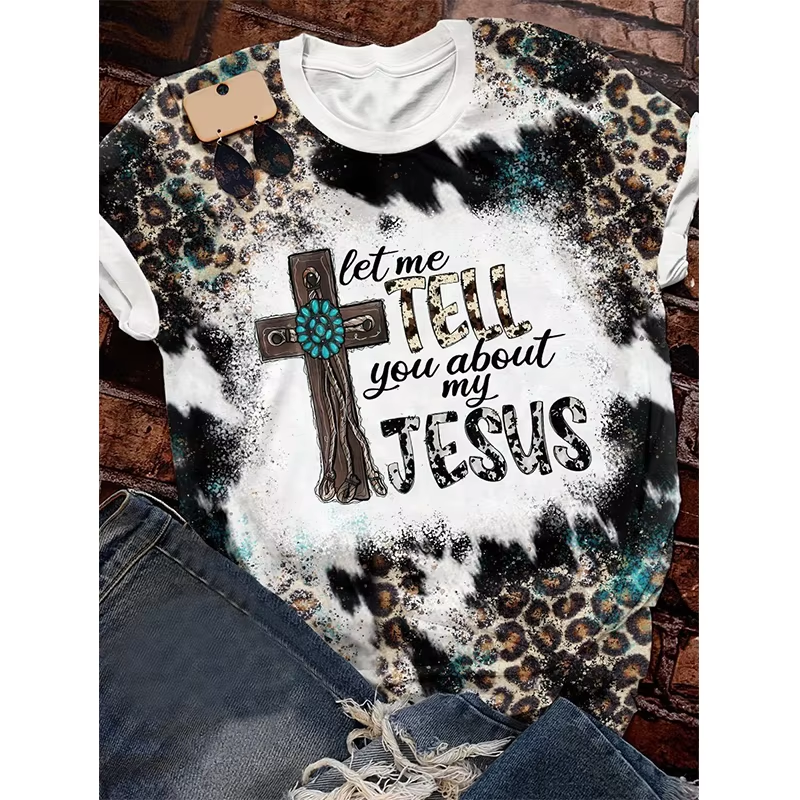 Preorder moq 5 Adult Women Western Let me tell you about my jesus Bleached Tee Shirts Tops