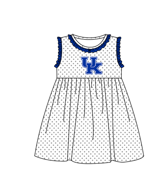 Preorder (moq 5)Baby Girls Sleeveless UK Polka Dots Team Knee Length Dresses